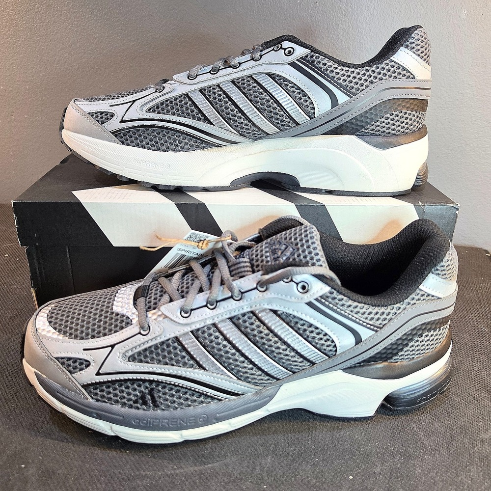 New Men's 10.5 Adidas Spiritain 2000 KI4378 Grey Silver Black adiPRENE Running